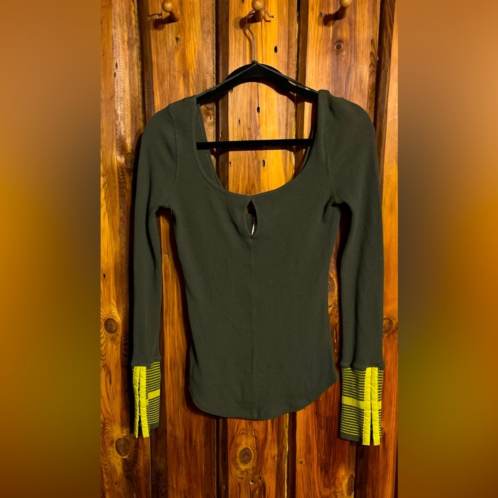 Free people dark forest green w lime accents xs